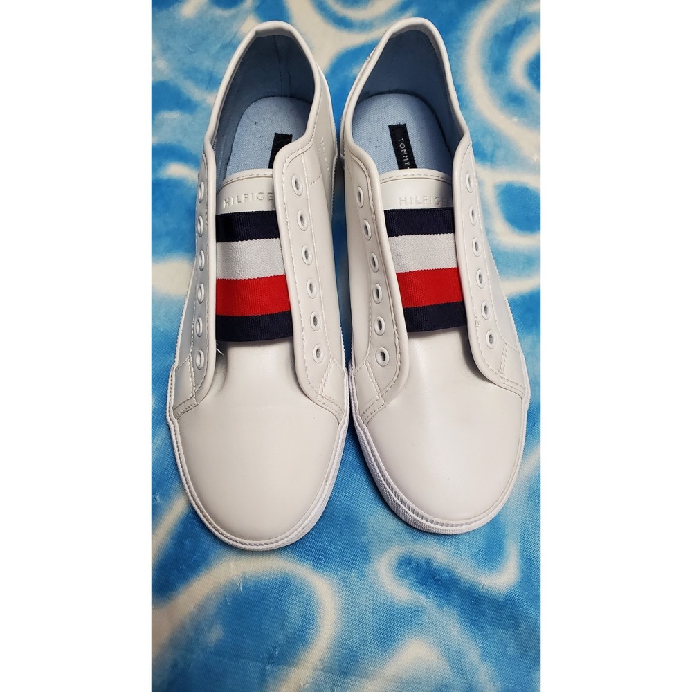 TOMMY HILFIGER Anni Slip on Sneakers Women's Size 8.5 White‎ Multi, Y2k Inspired